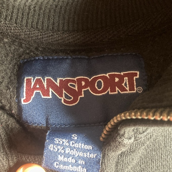 Womens EUC Jansport Black Small University Of Texas Front Zip Sweater - Picture 3 of 8